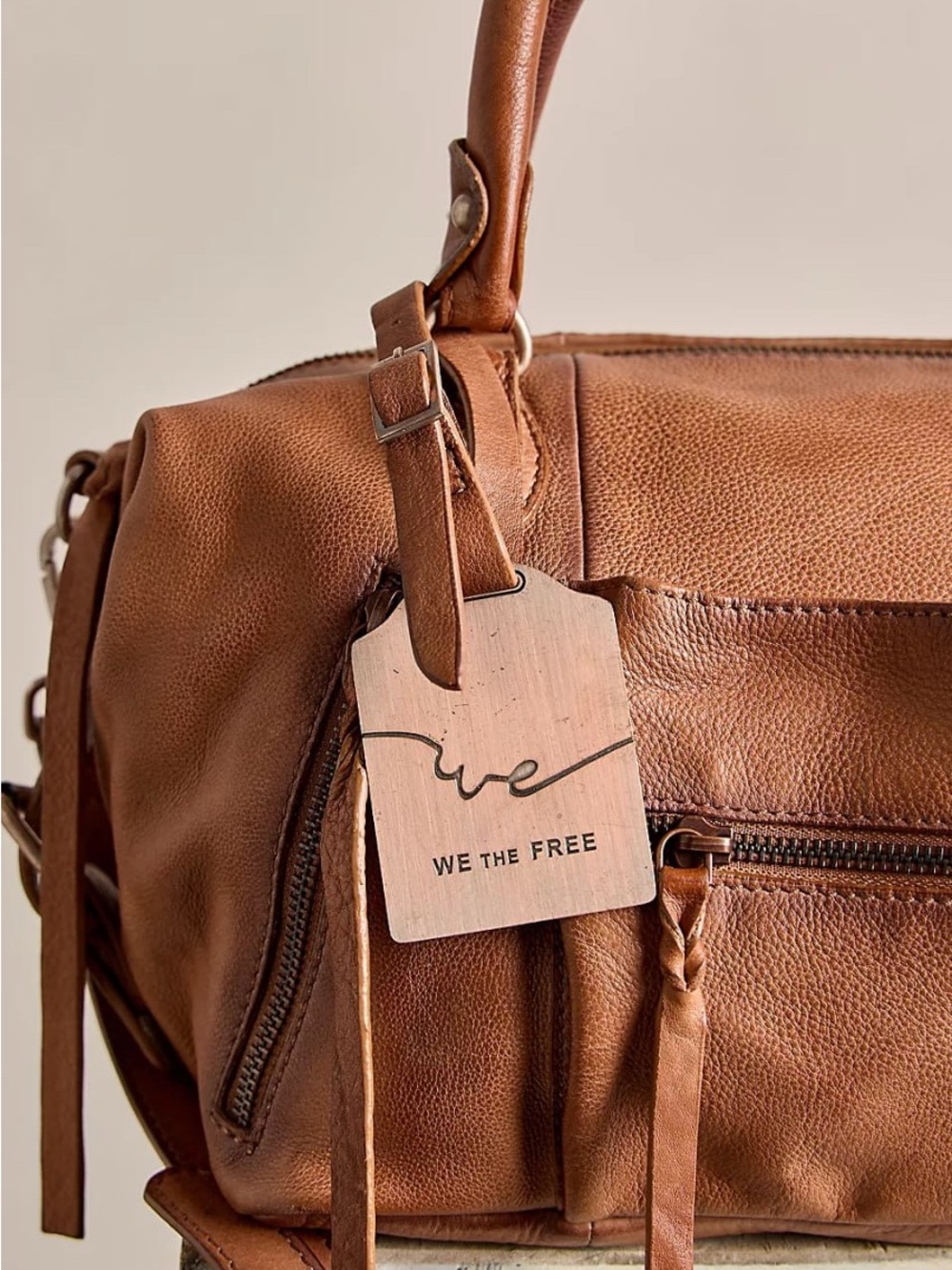 We The Free Cognac Leather Satchel with Tassel Zips - Picture 3 of 4